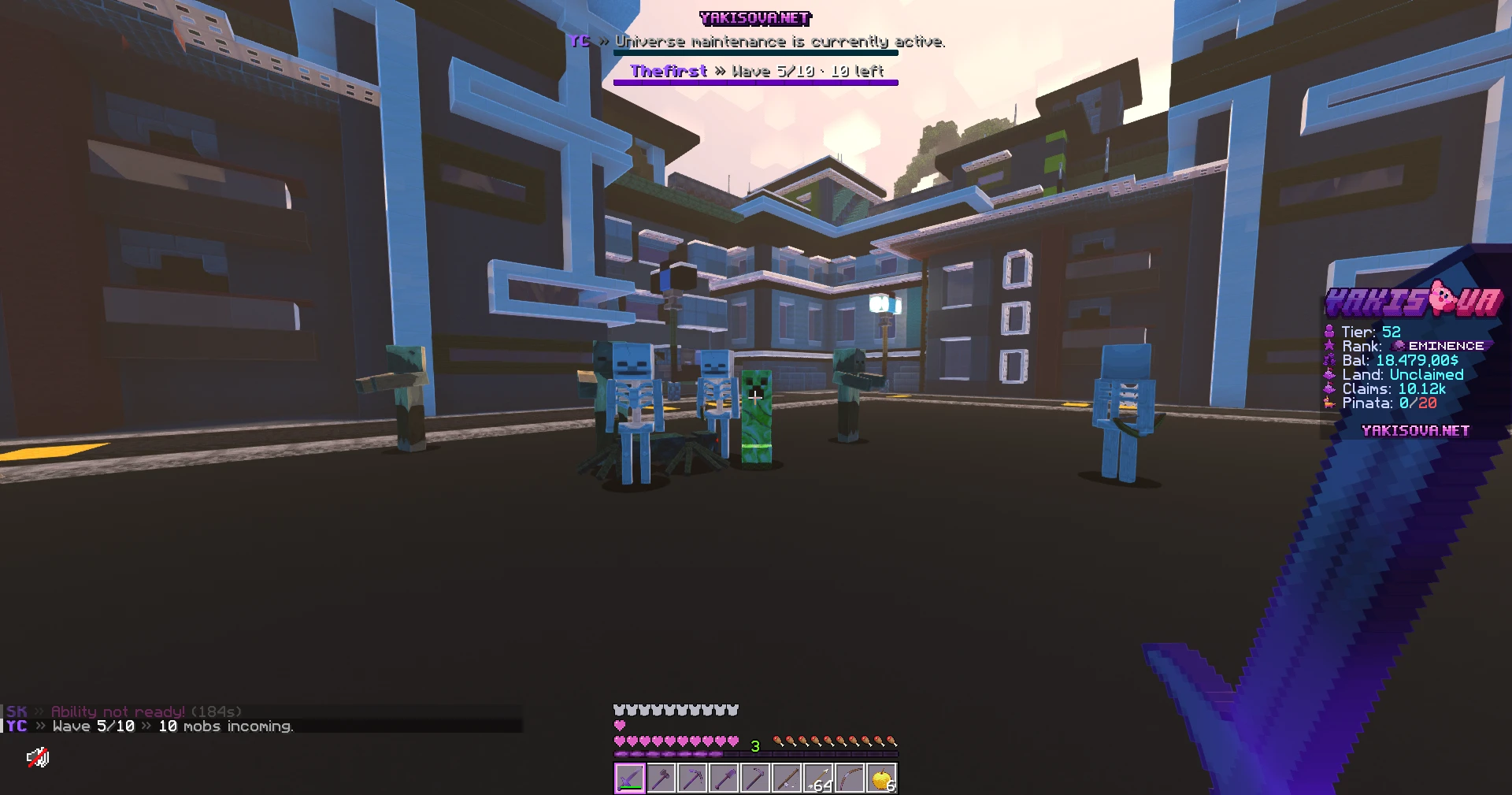 Fighting wave 5 of 10 in an arena